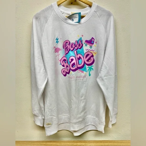 New Simply Southern Boss Babe Long Sleeve Sweatshirt XXL - Picture 2 of 7